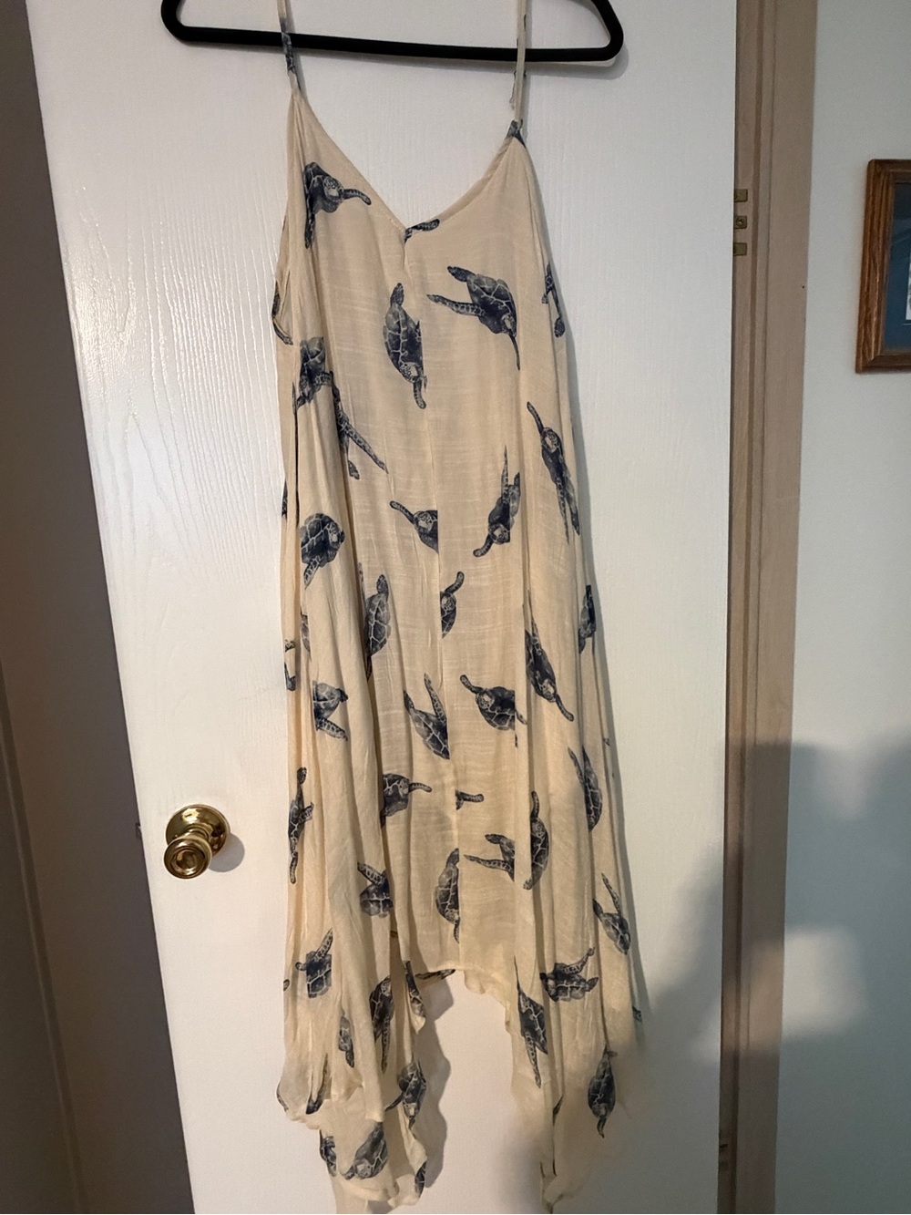 India Boutique Cream and Navy Asymmetrical Hanky Hem dress